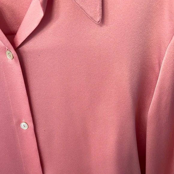 Vince Rose Pink Satin Button-Front Blouse M - Picture 4 of 5